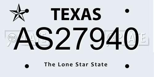 AS27940 Texas License Plate