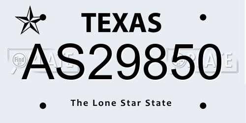 AS29850 Texas License Plate