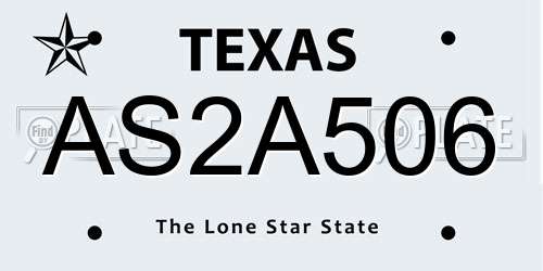 AS2A506 Texas License Plate