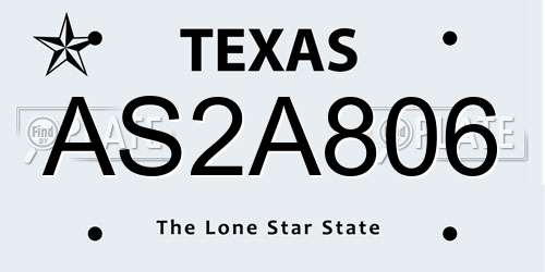 AS2A806 Texas License Plate