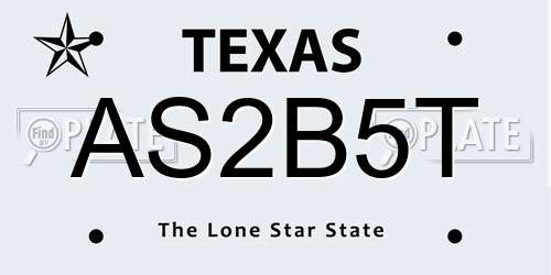 AS2B5T Texas License Plate