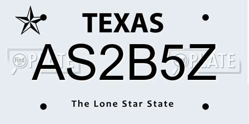 AS2B5Z Texas License Plate