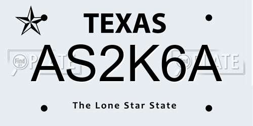 AS2K6A Texas License Plate