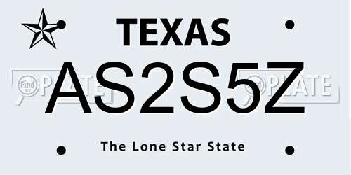 AS2S5Z Texas License Plate