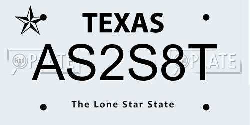 AS2S8T Texas License Plate