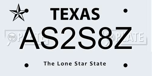 AS2S8Z Texas License Plate