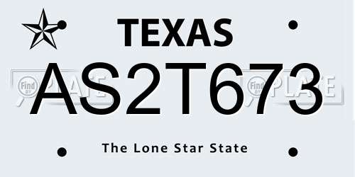 AS2T673 Texas License Plate