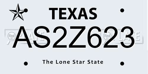 AS2Z623 Texas License Plate