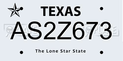 AS2Z673 Texas License Plate