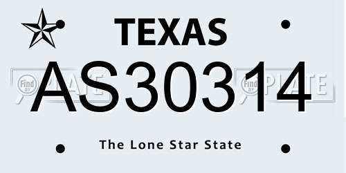 AS30314 Texas License Plate