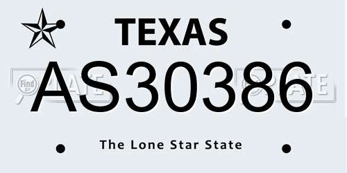 AS30386 Texas License Plate