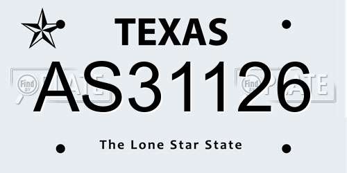 AS31126 Texas License Plate