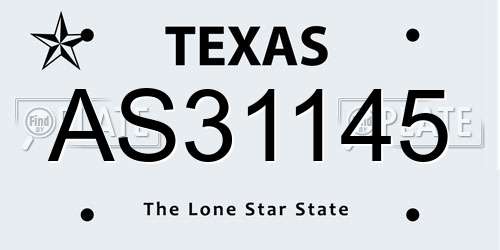 AS31145 Texas License Plate