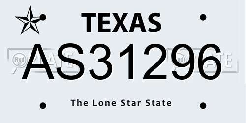 AS31296 Texas License Plate