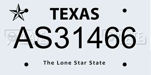AS31466 Texas License Plate