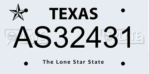 AS32431 Texas License Plate