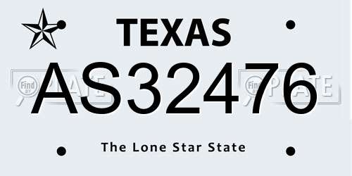 AS32476 Texas License Plate