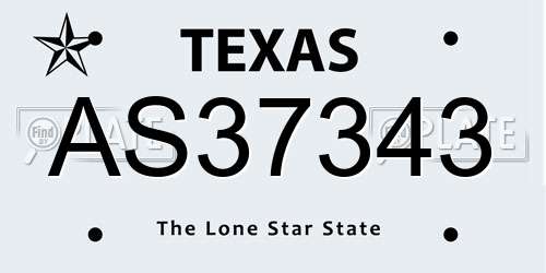 AS37343 Texas License Plate