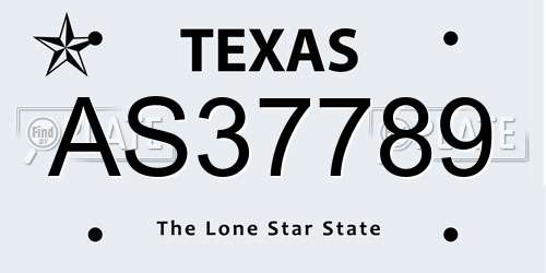 AS37789 Texas License Plate