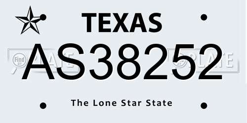 AS38252 Texas License Plate