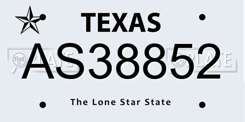 AS38852 Texas License Plate