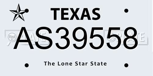 AS39558 Texas License Plate