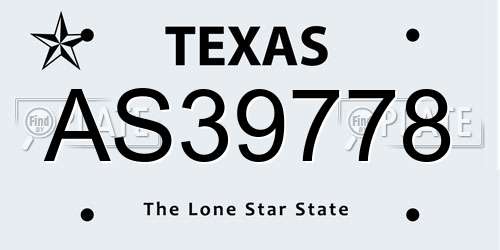 AS39778 Texas License Plate