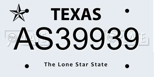 AS39939 Texas License Plate