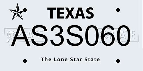 AS3S060 Texas License Plate