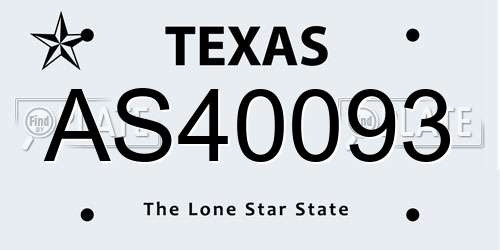 AS40093 Texas License Plate