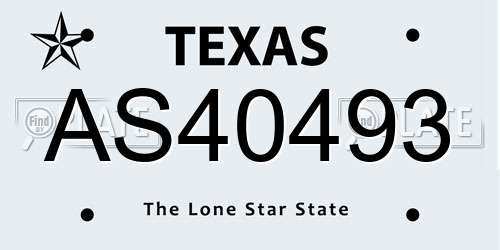 AS40493 Texas License Plate