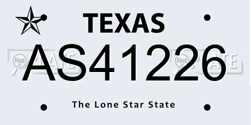 AS41226 Texas License Plate
