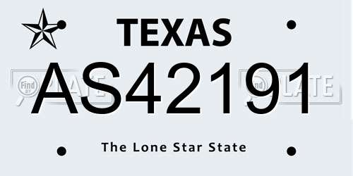 AS42191 Texas License Plate