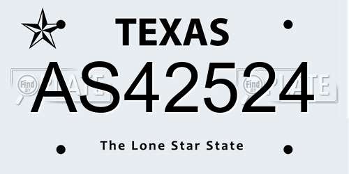 AS42524 Texas License Plate