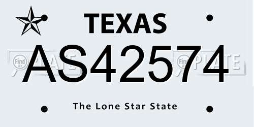 AS42574 Texas License Plate