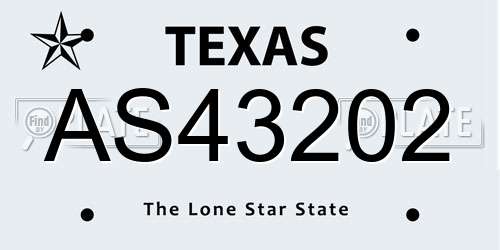AS43202 Texas License Plate