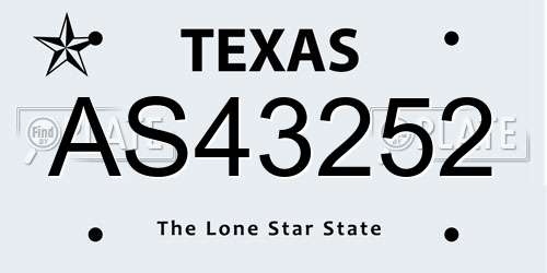 AS43252 Texas License Plate