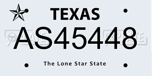 AS45448 Texas License Plate