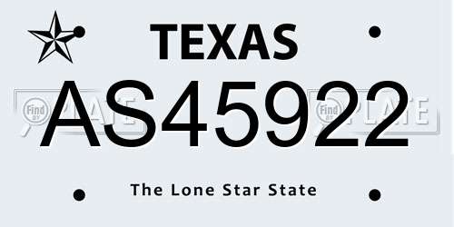 AS45922 Texas License Plate