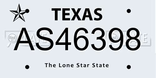 AS46398 Texas License Plate