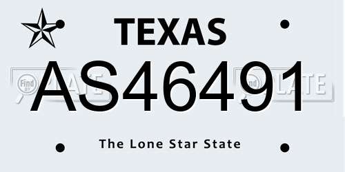 AS46491 Texas License Plate