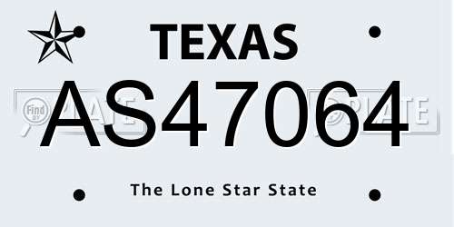 AS47064 Texas License Plate