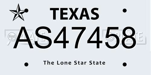 AS47458 Texas License Plate