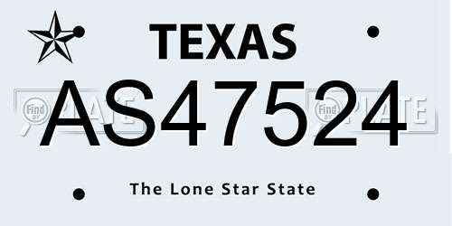 AS47524 Texas License Plate