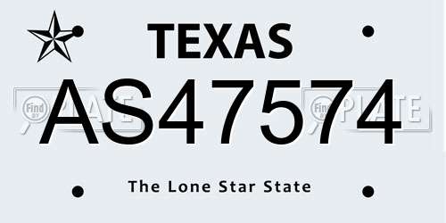 AS47574 Texas License Plate