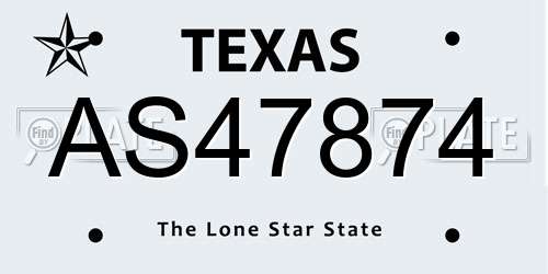 AS47874 Texas License Plate
