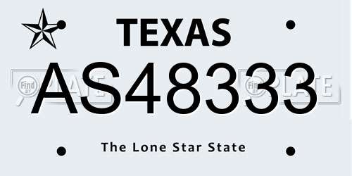 AS48333 Texas License Plate