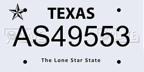 AS49553 Texas License Plate