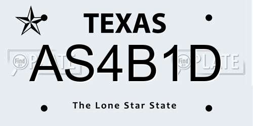 AS4B1D Texas License Plate