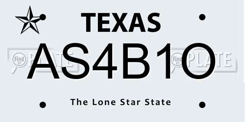 AS4B1O Texas License Plate